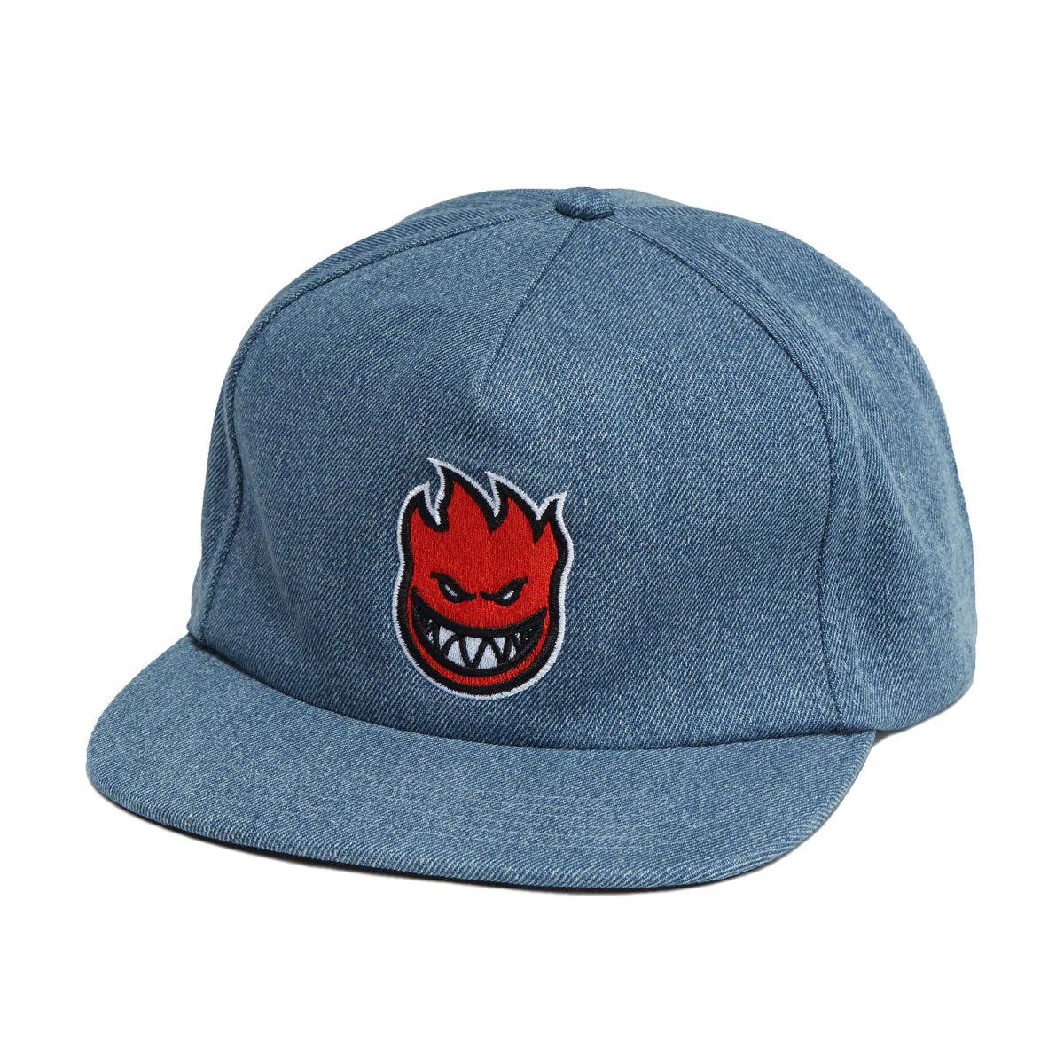 Spitfire Bighead Fill Snapback Hat - Washed Denim/Red
