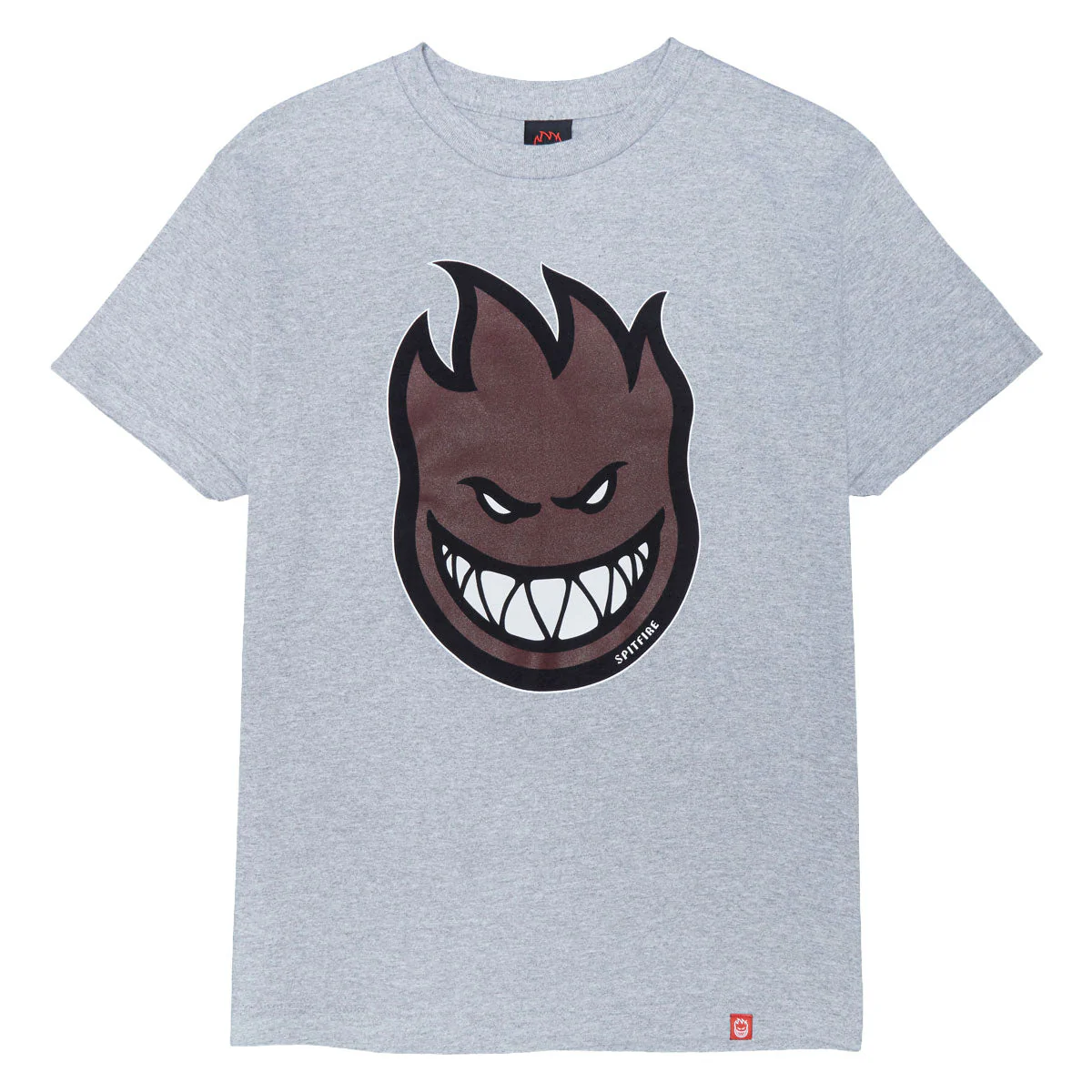 Spitfire Bighead Fill T-Shirt - Heather Grey/Dark Red/Black/White