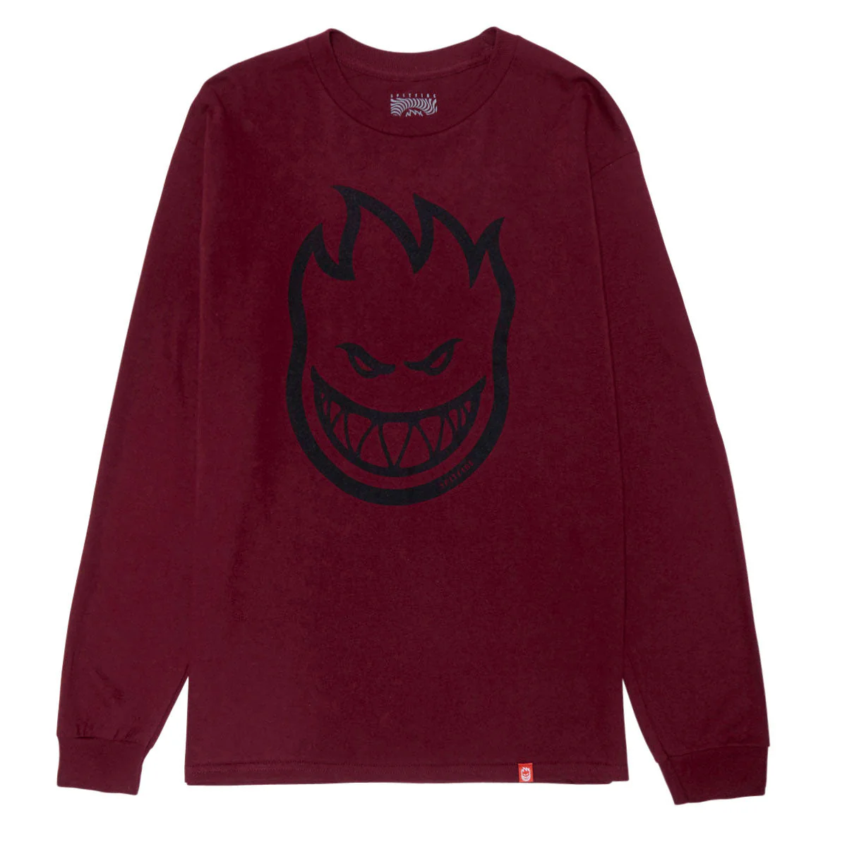 Spitfire Bighead Long Sleeve T-Shirt - Maroon/Black