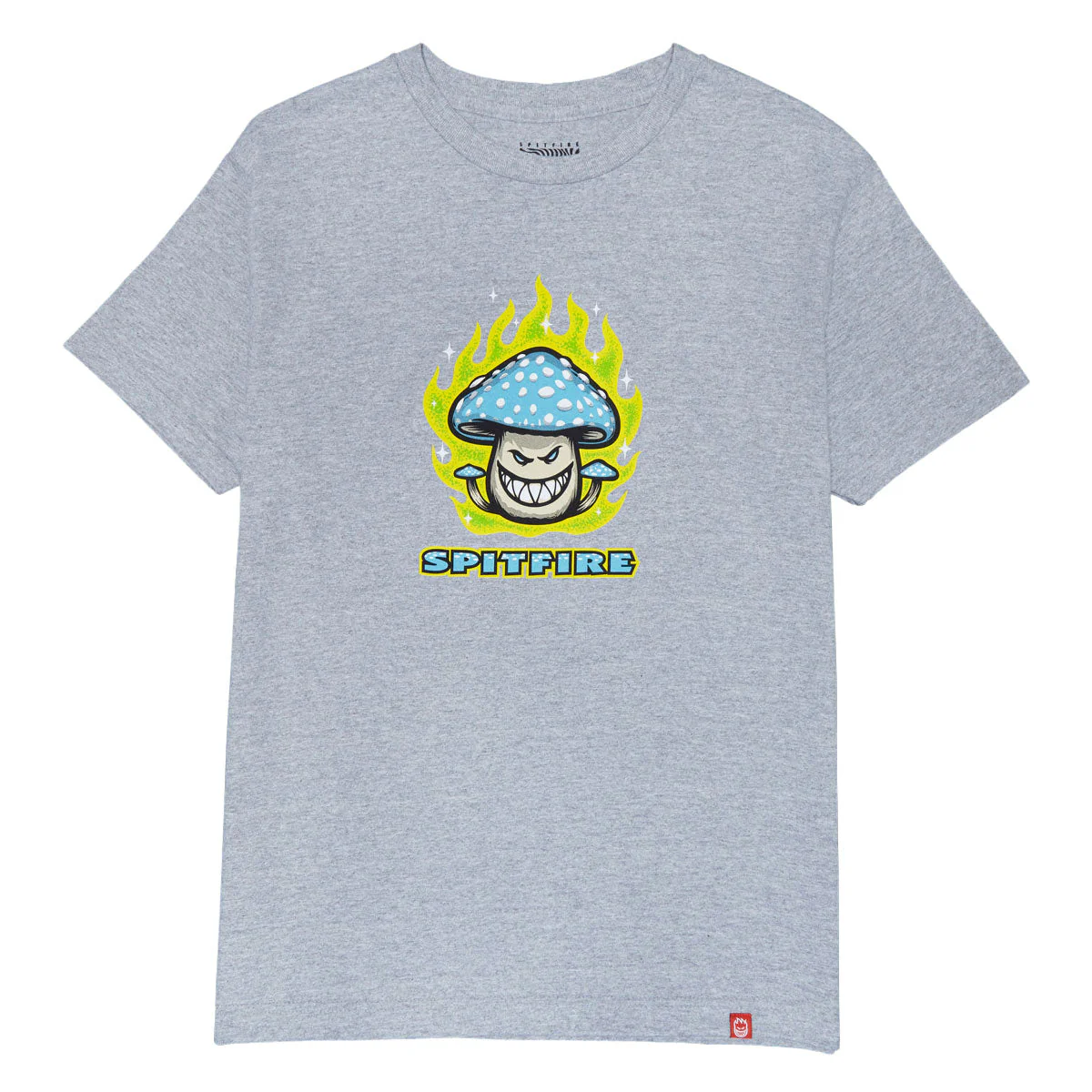 Spitfire Mushroom Bighead T-Shirt - Heather Grey/Multi Color