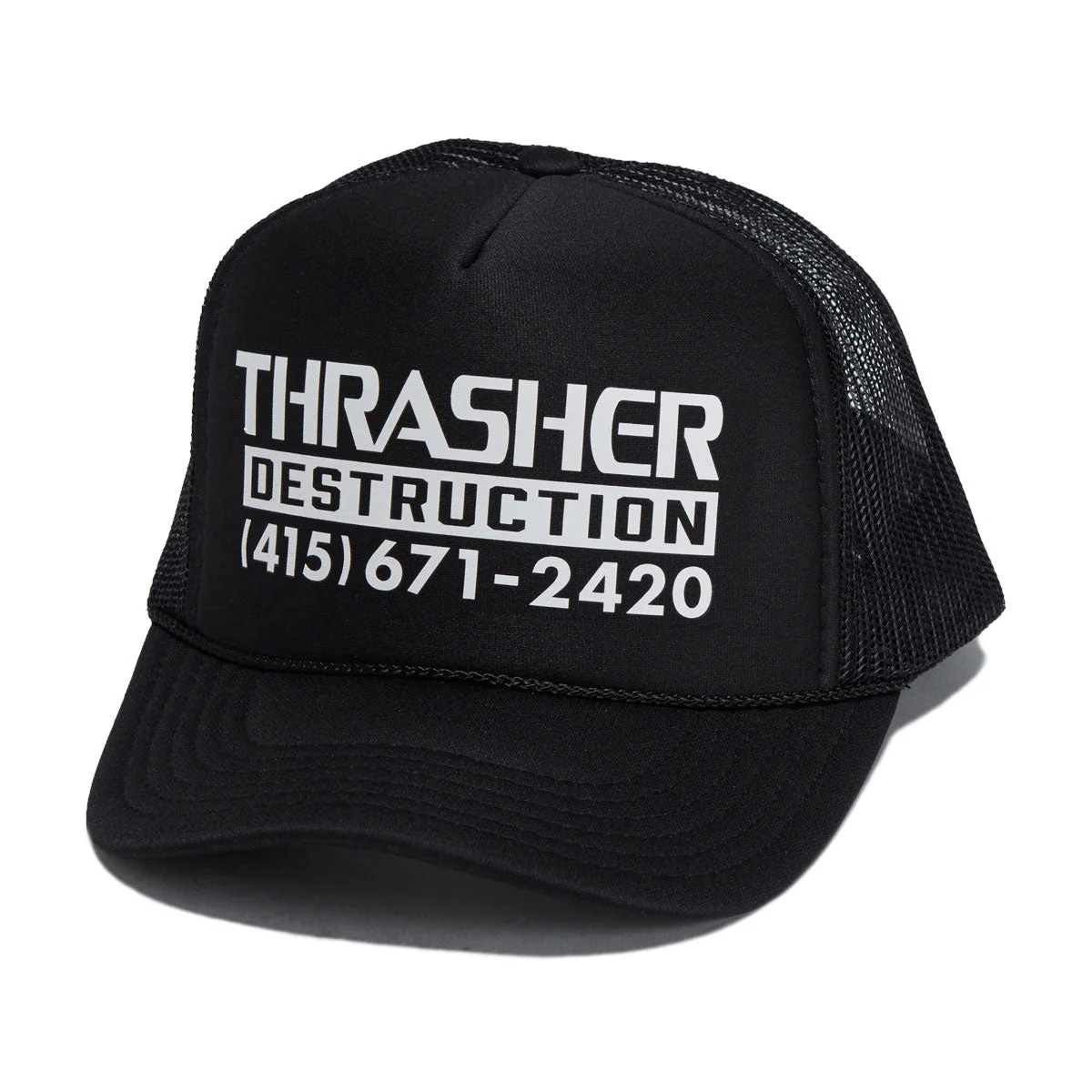 Thrasher Destruction Trucker Hat - Black/Black