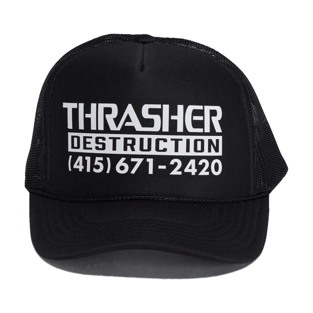 Thrasher Destruction Trucker Hat - Black/Black - Image 3