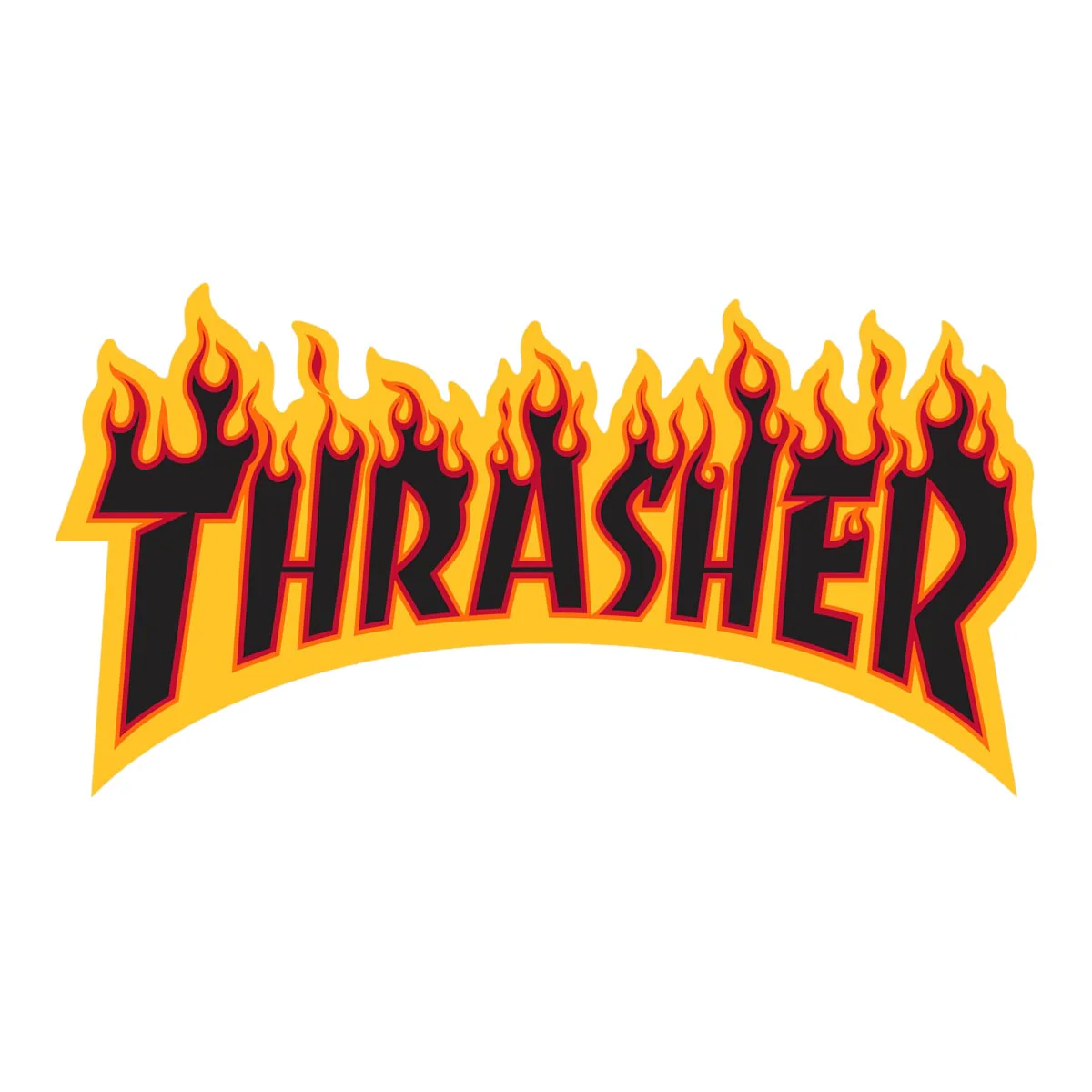 Thrasher Flame Logo Sticker - Yellow/Black