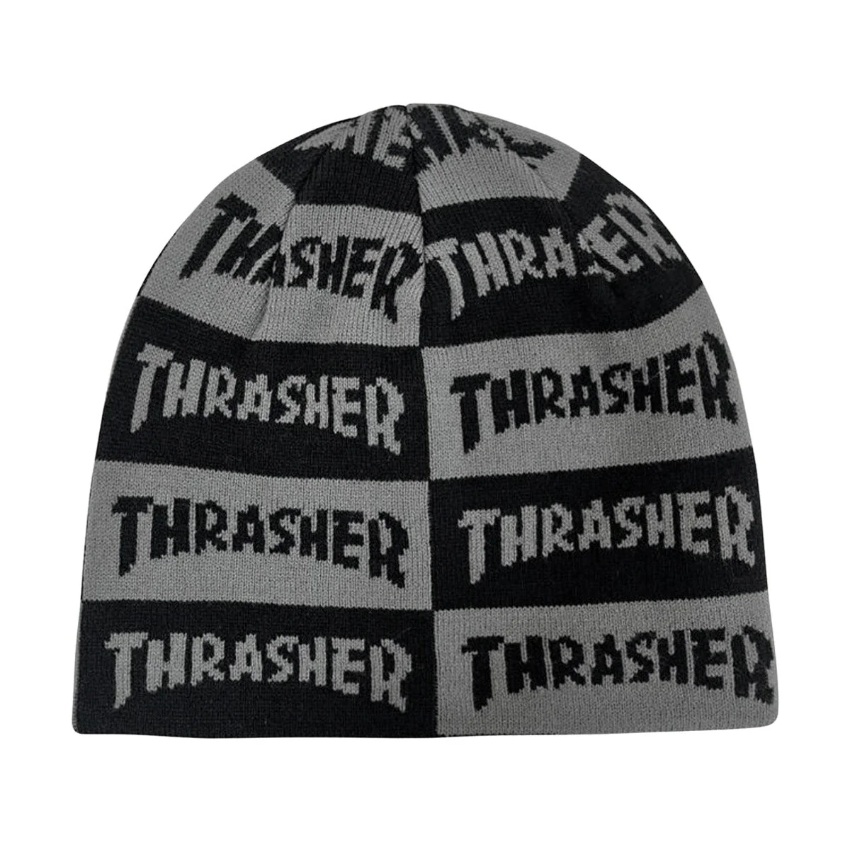 Thrasher Mag Checkered Skully Beanie - Black/Grey