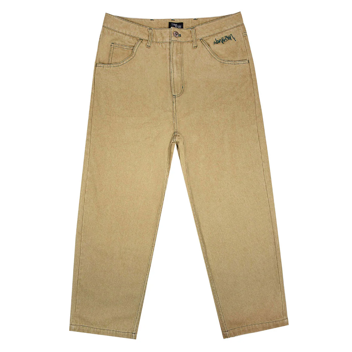 Timescan Relaxed Denim Jeans - Khaki