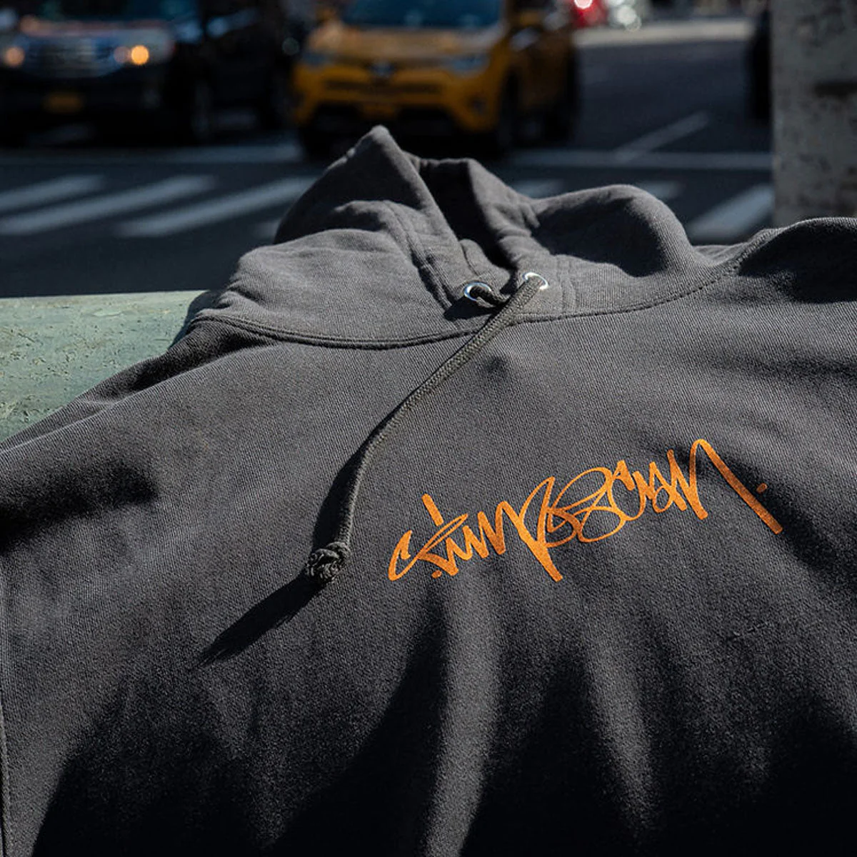 Timescan Script Logo Hoodie - Washed Black - Image 4