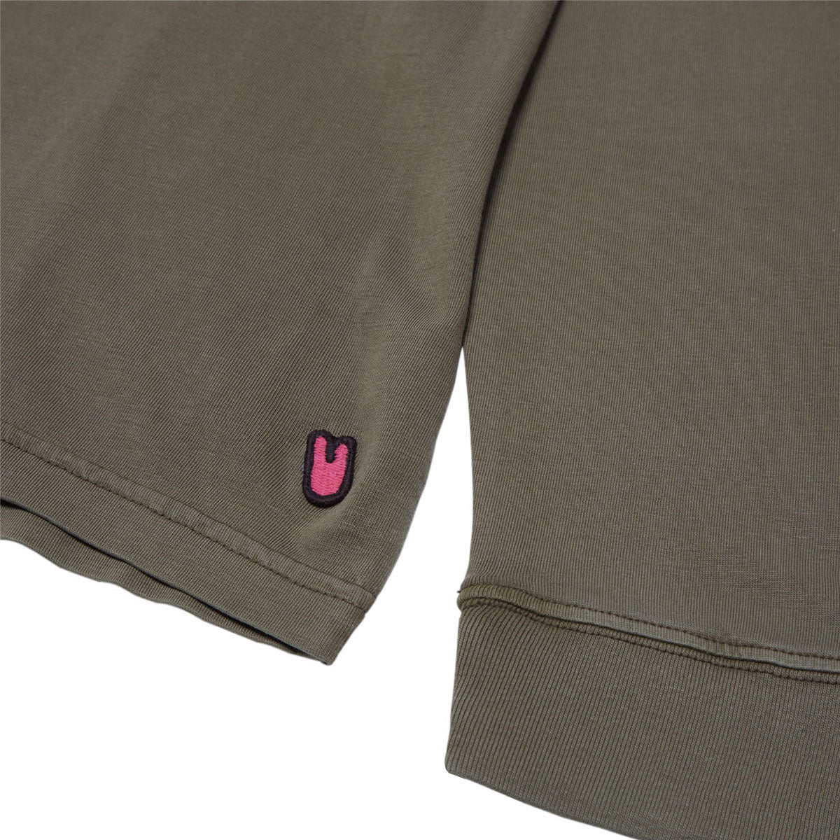 Unless Essentials Long Sleeve T-Shirt - Olive Washed - Image 2