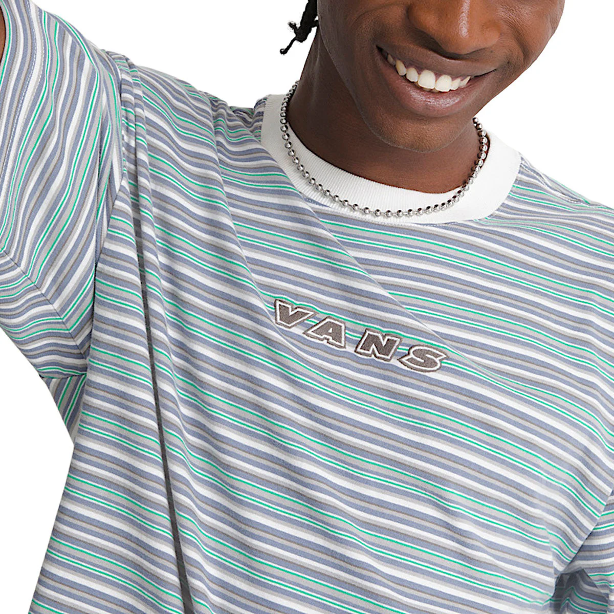 Vans Cameron Stripe T-Shirt - Marshmallow/Glacial Slate - Image 4
