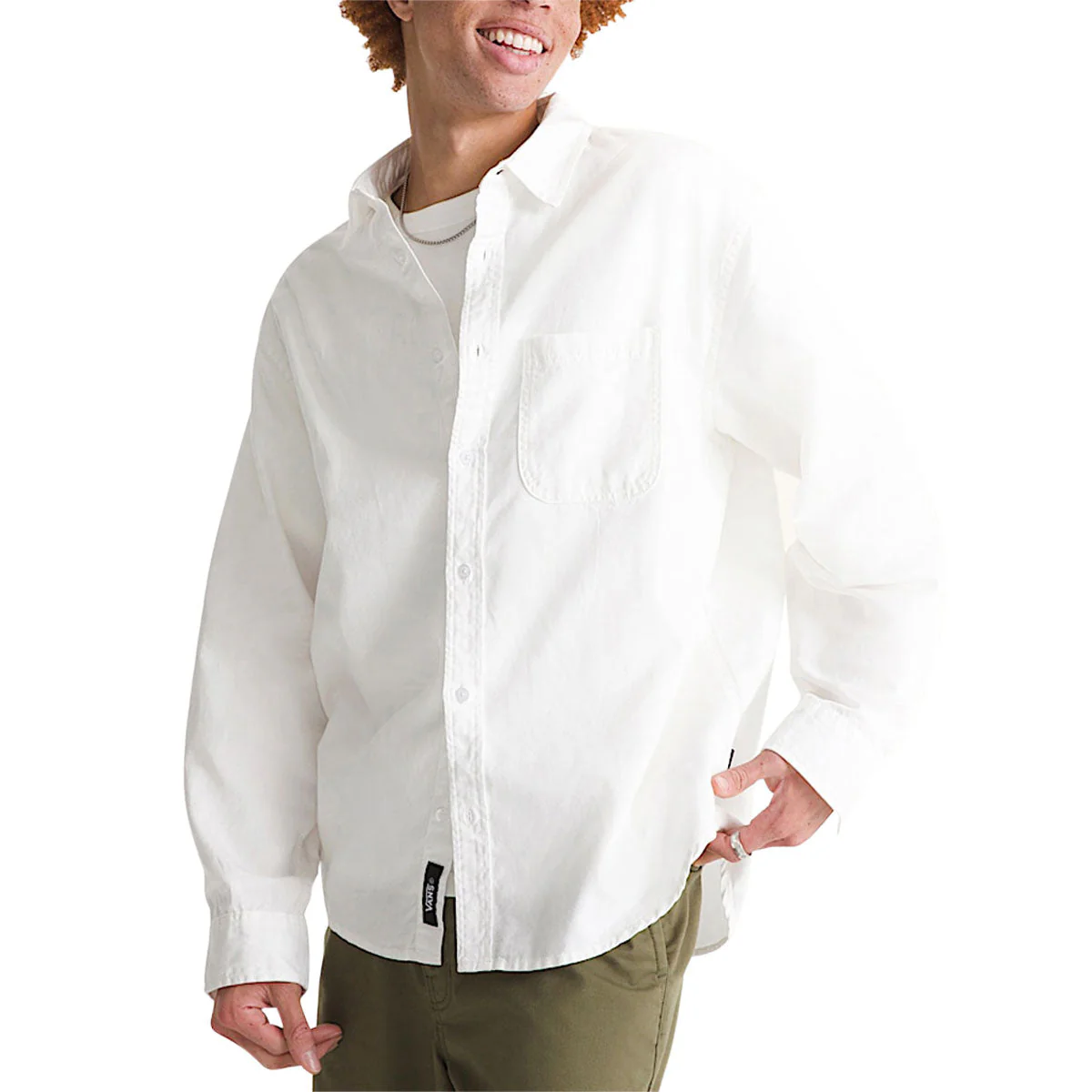 Vans Lawson Solid Oxford Long Sleeve Shirt - White - Image 2