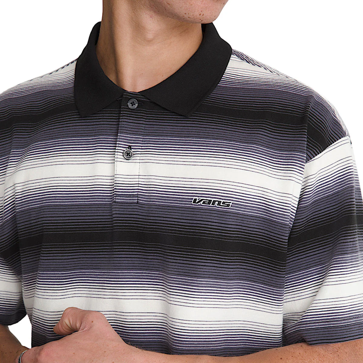 Vans Molino Shadow Stripe Polo Shirt - Steel Shadow - Image 3