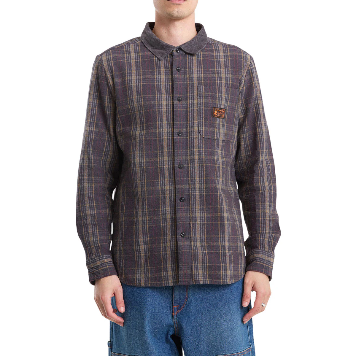 Volcom Stonevise Plaid Long Sleeve Shirt - Asphalt Black