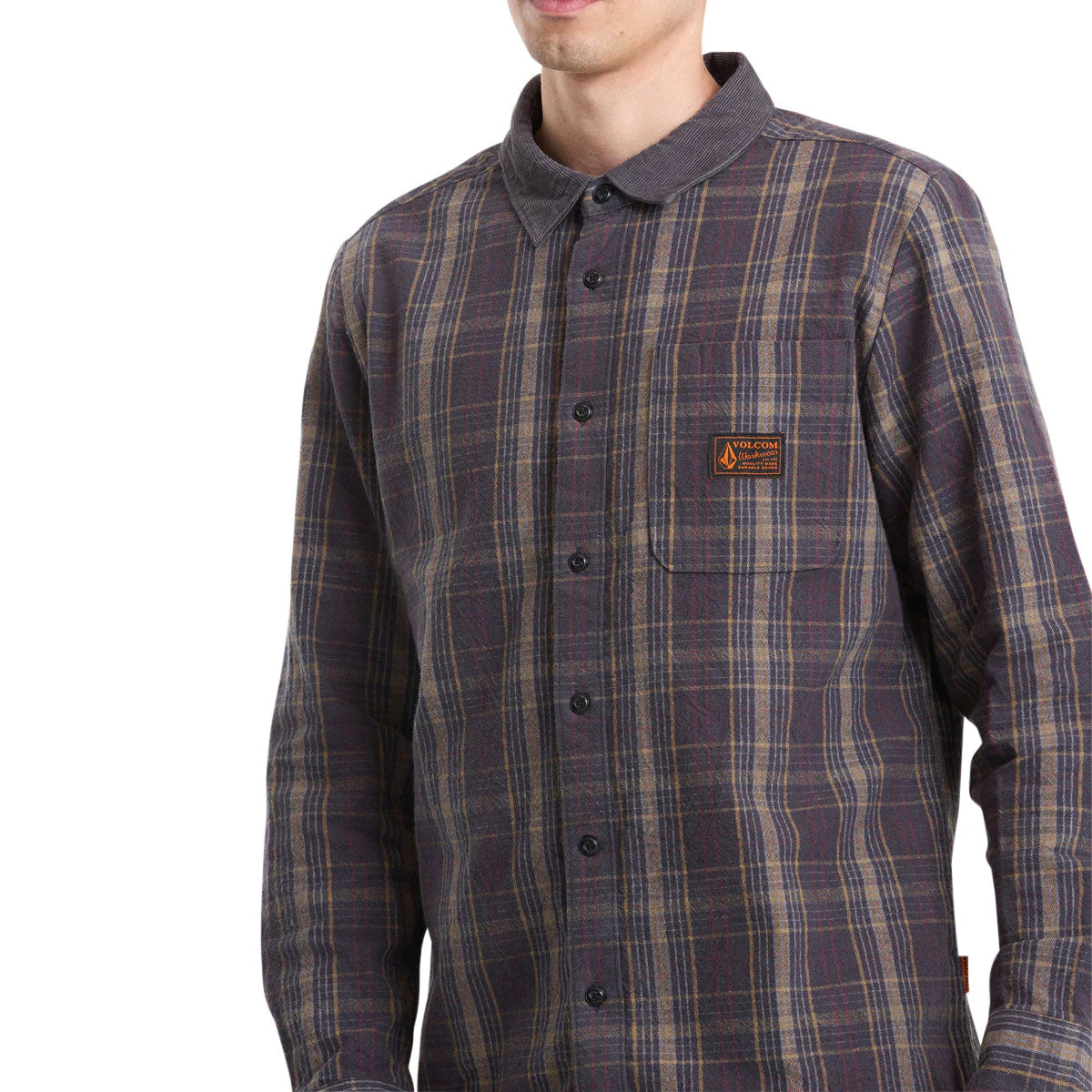 Volcom Stonevise Plaid Long Sleeve Shirt - Asphalt Black - Image 3