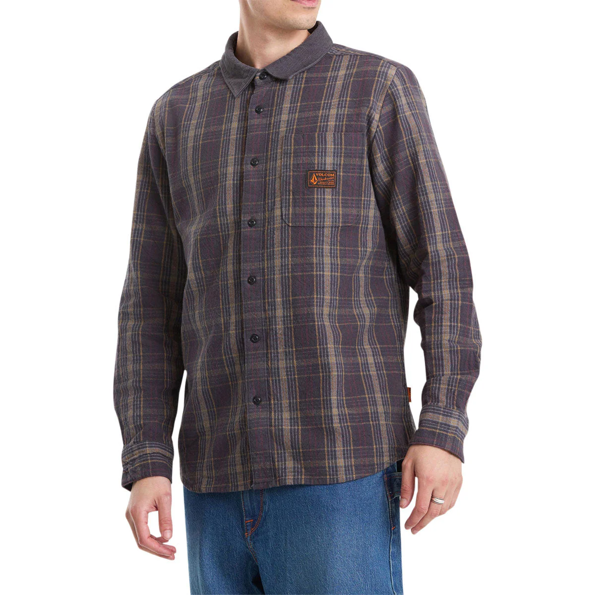 Volcom Stonevise Plaid Long Sleeve Shirt - Asphalt Black - Image 4