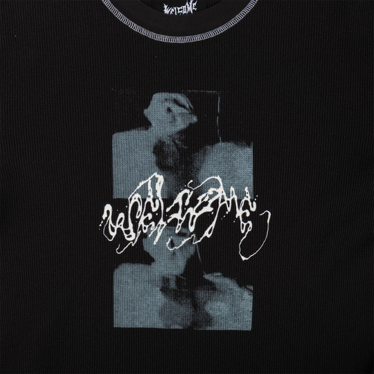 Welcome Scan Contrast Stitch Thermal Shirt - Black - Image 2