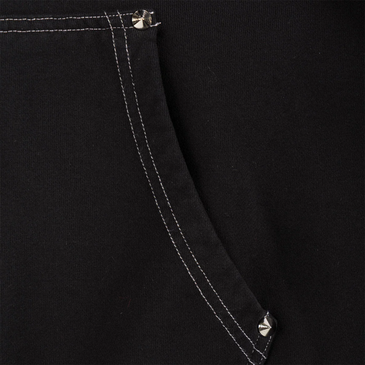Welcome Vamp Cropped Studded Zip Hoodie - Black - Image 4