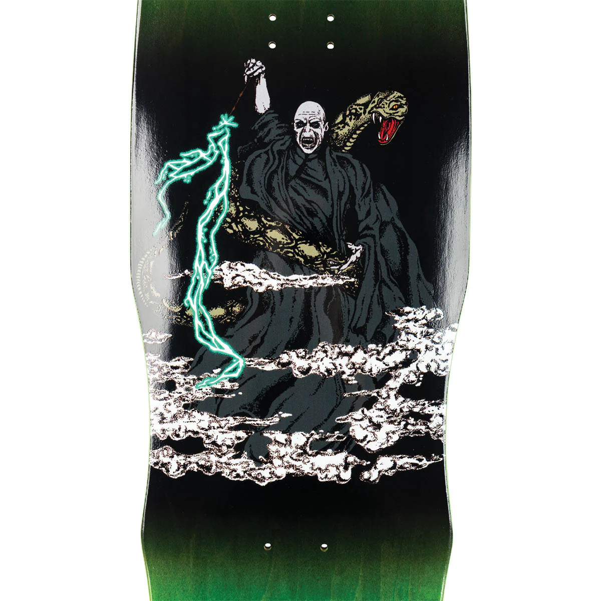 Welcome x Harry Potter Voldemort On A Dark Lord Skateboard Deck - Dark Green Stain - 9.75" - Image 3